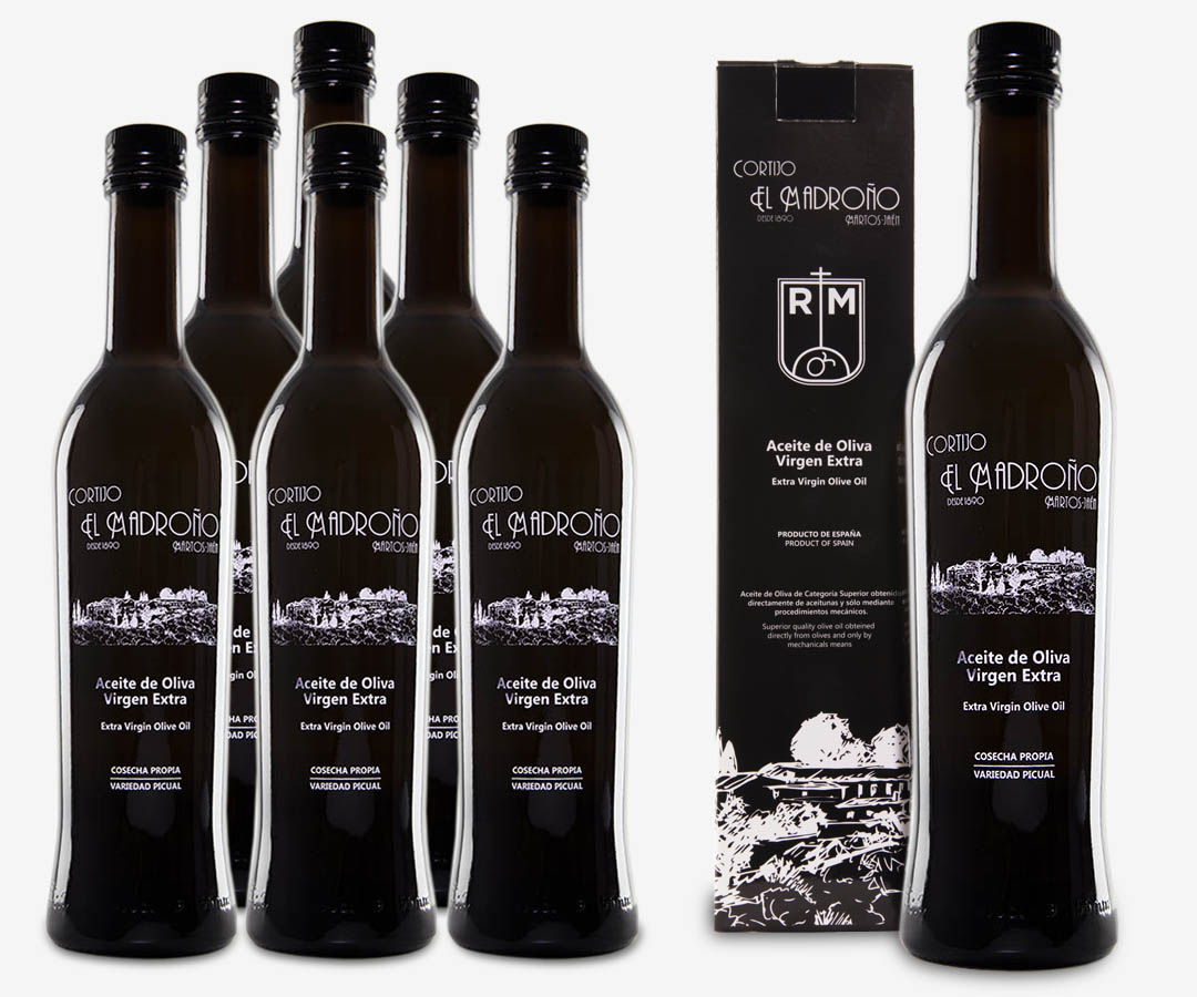 Huile Aceite de Oliva Virgen Extra Cortijo El Madroño, Jaén, Espagne.